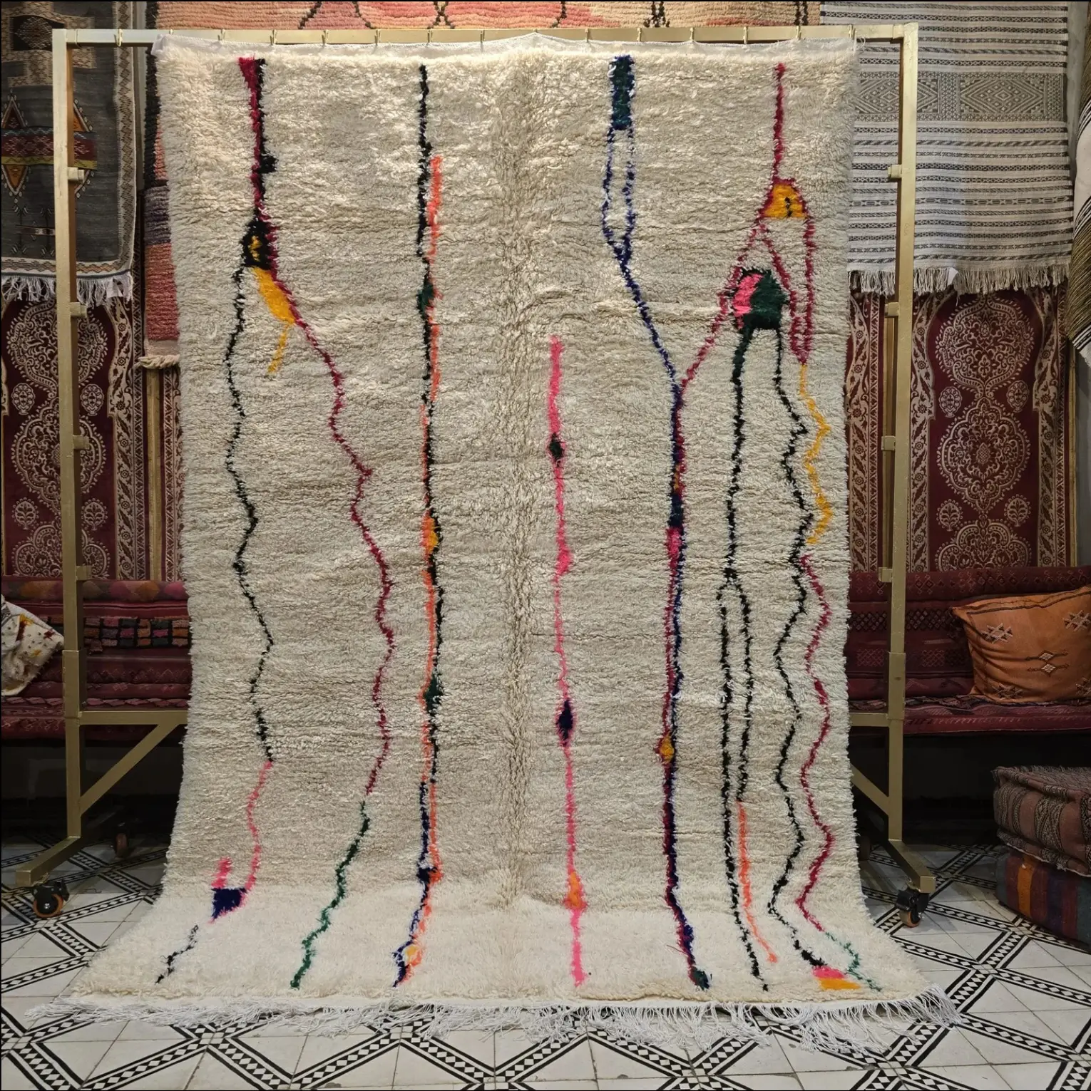 Authentic Beni Ourain Rug | Handwoven Wool Berber Rug | Moroccan Area Carpet for Living Room Elegance