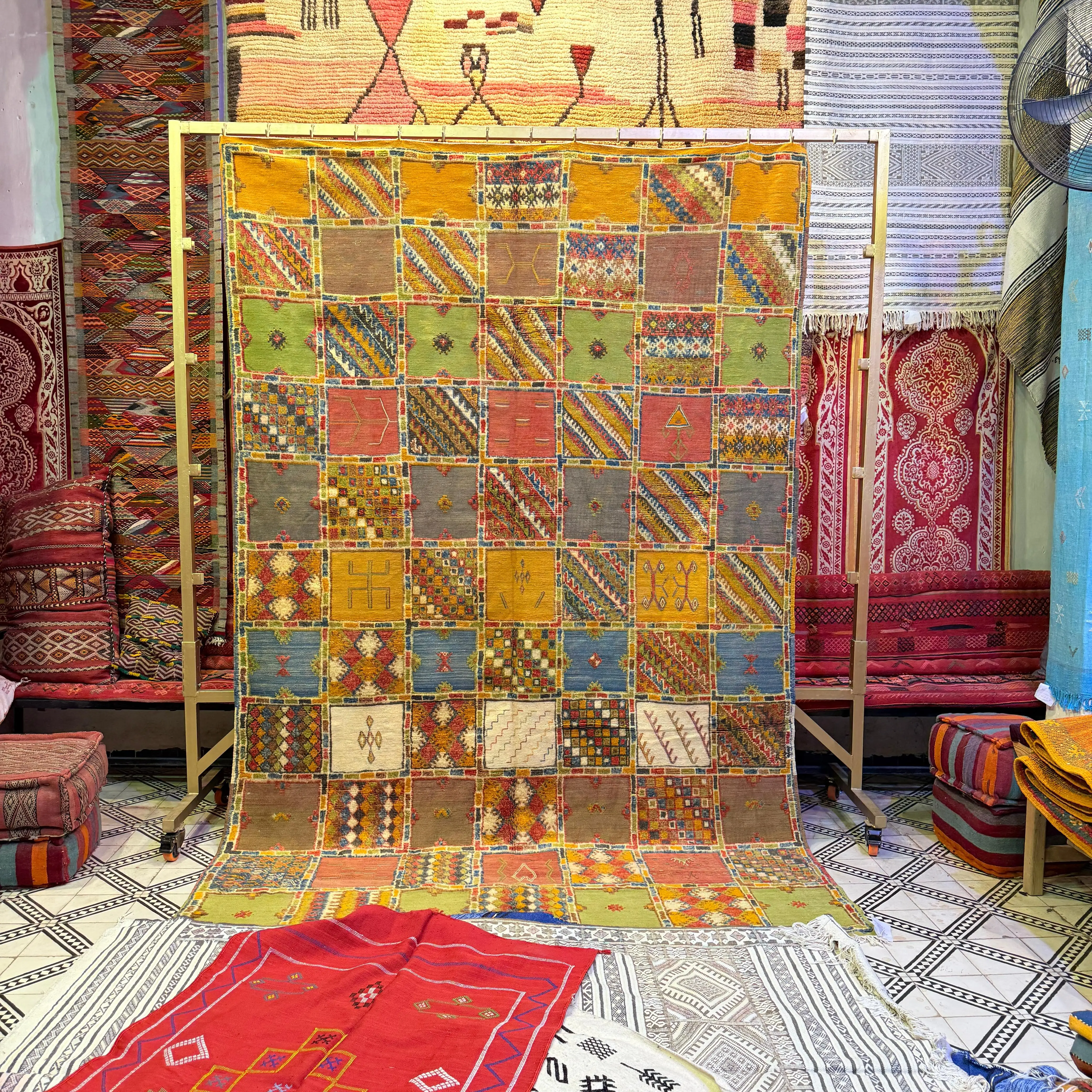 Handmade Moroccan Berber Carpet | Vibrant Wool Area Rug with Unique Weaving & Embroidery