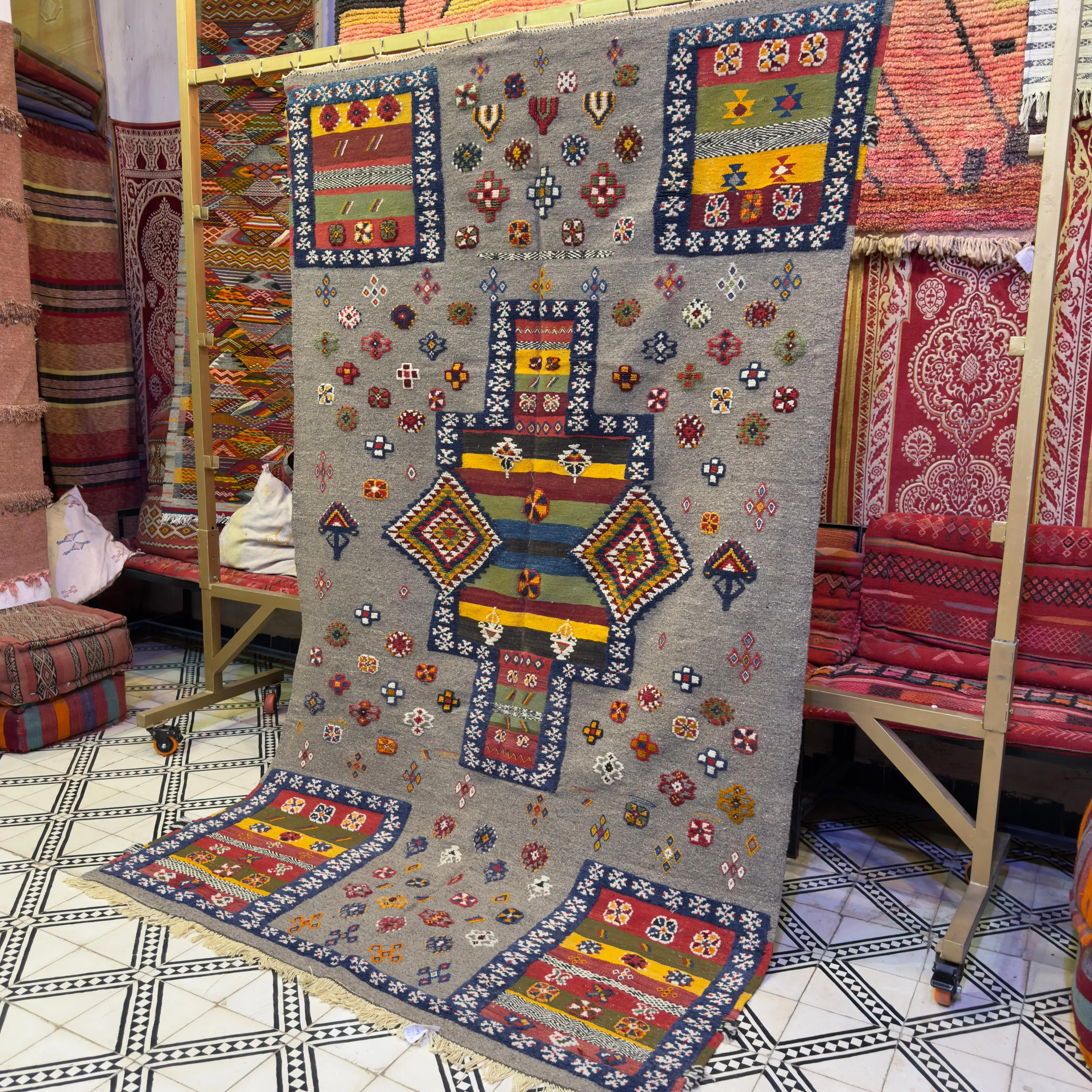 Custom Handmade Moroccan Rug | Unique Colorful Carpet | 3 Techniques – Weaving, Knotting & Embroidery