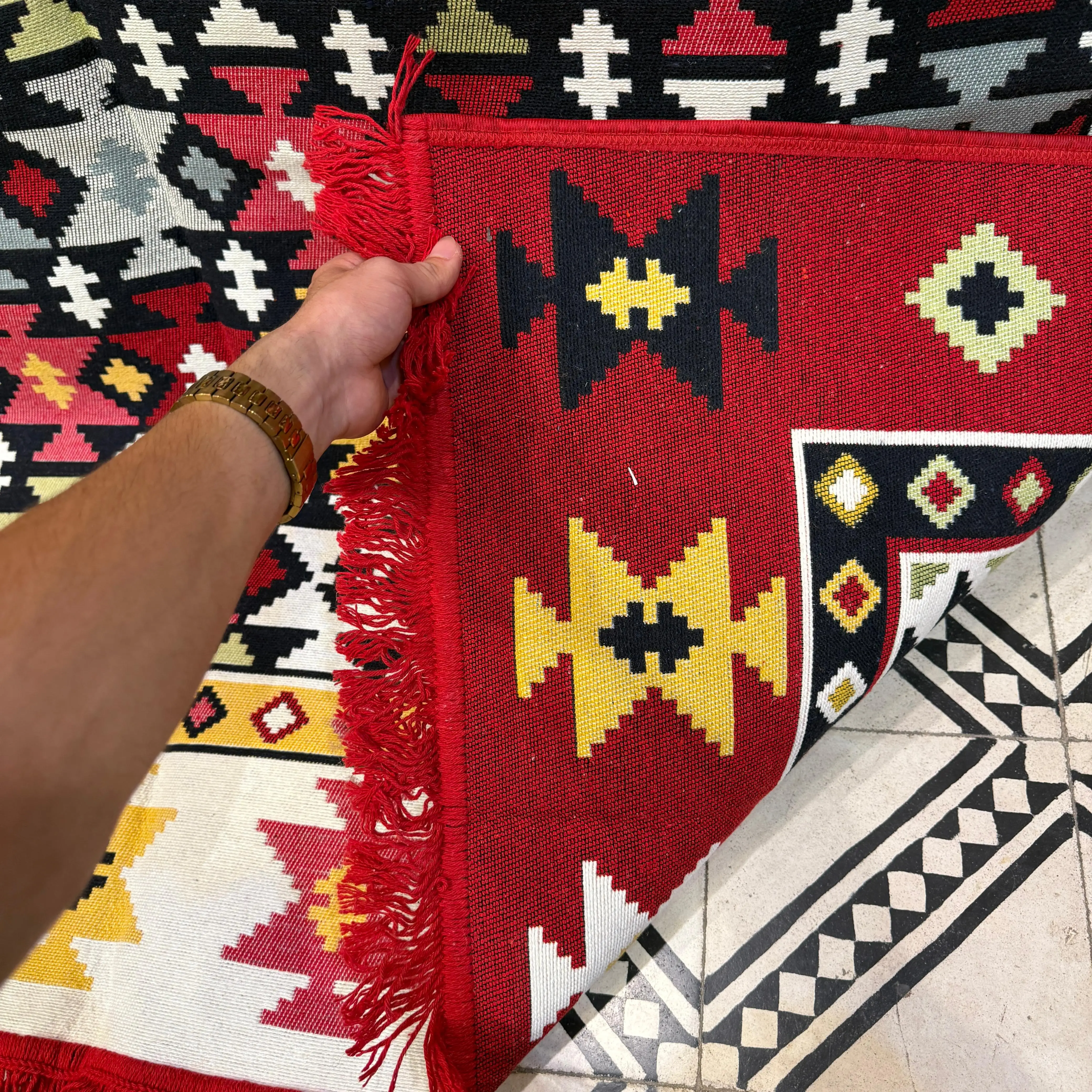 Handmade Picasso Berber Rug | Moroccan Flatweave Art for Living Room