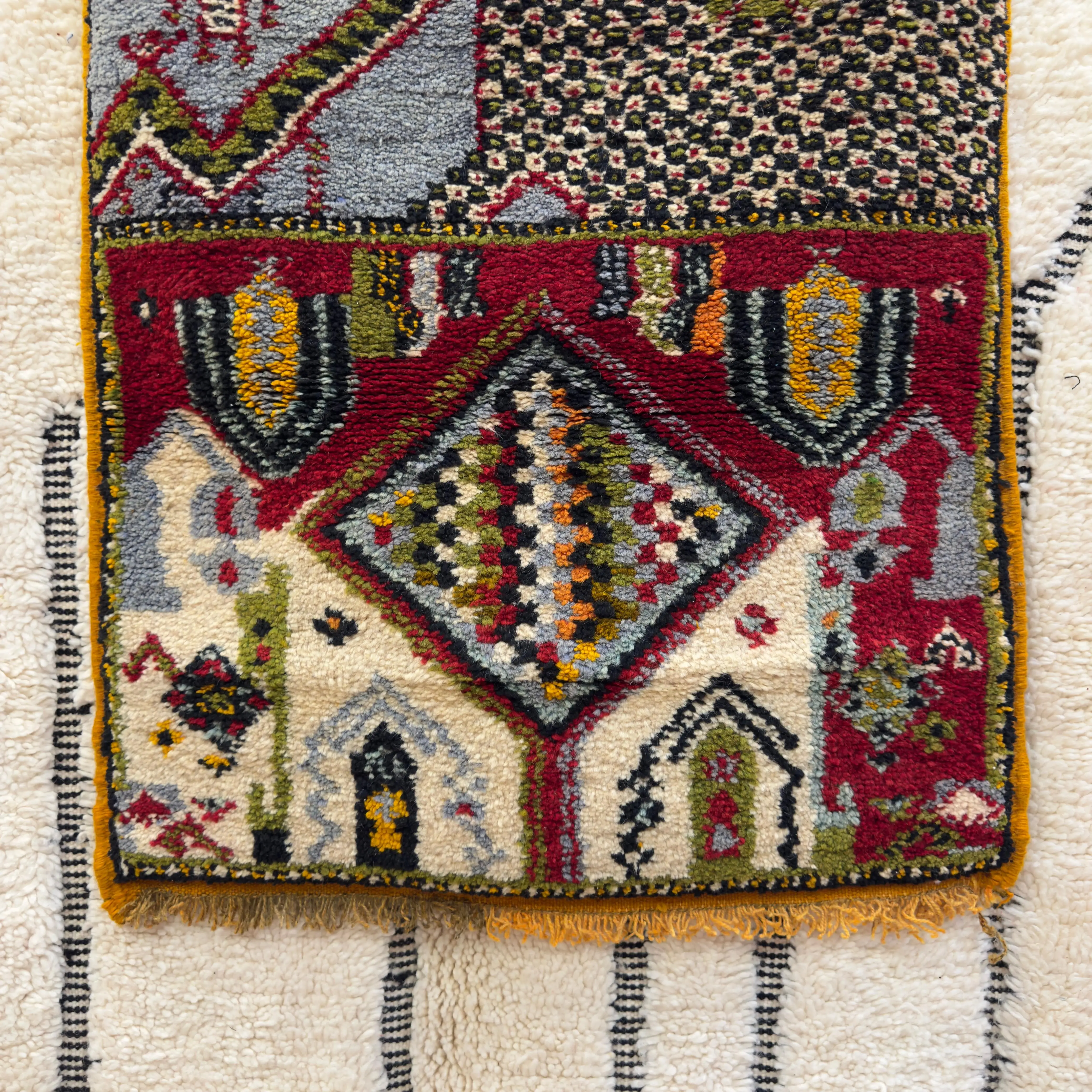 Handknotted Treasure of Igoudar: Berber-Jewish Village Map Rug (120 × 70 cm / 3.94 × 2.30 ft)