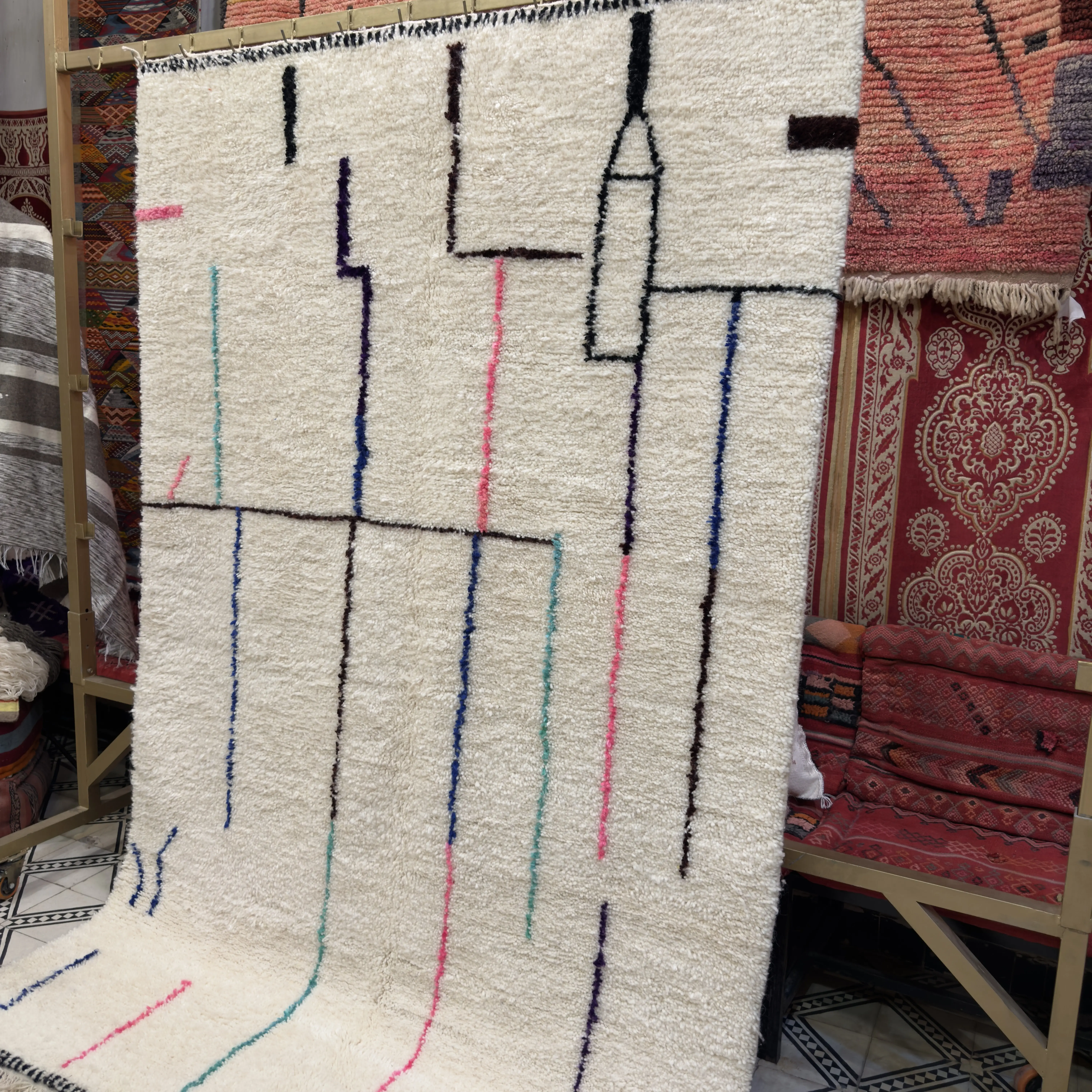 Custom White Beni Ourain Rug 260 × 160 cm (8.5 × 5.25 ft)
