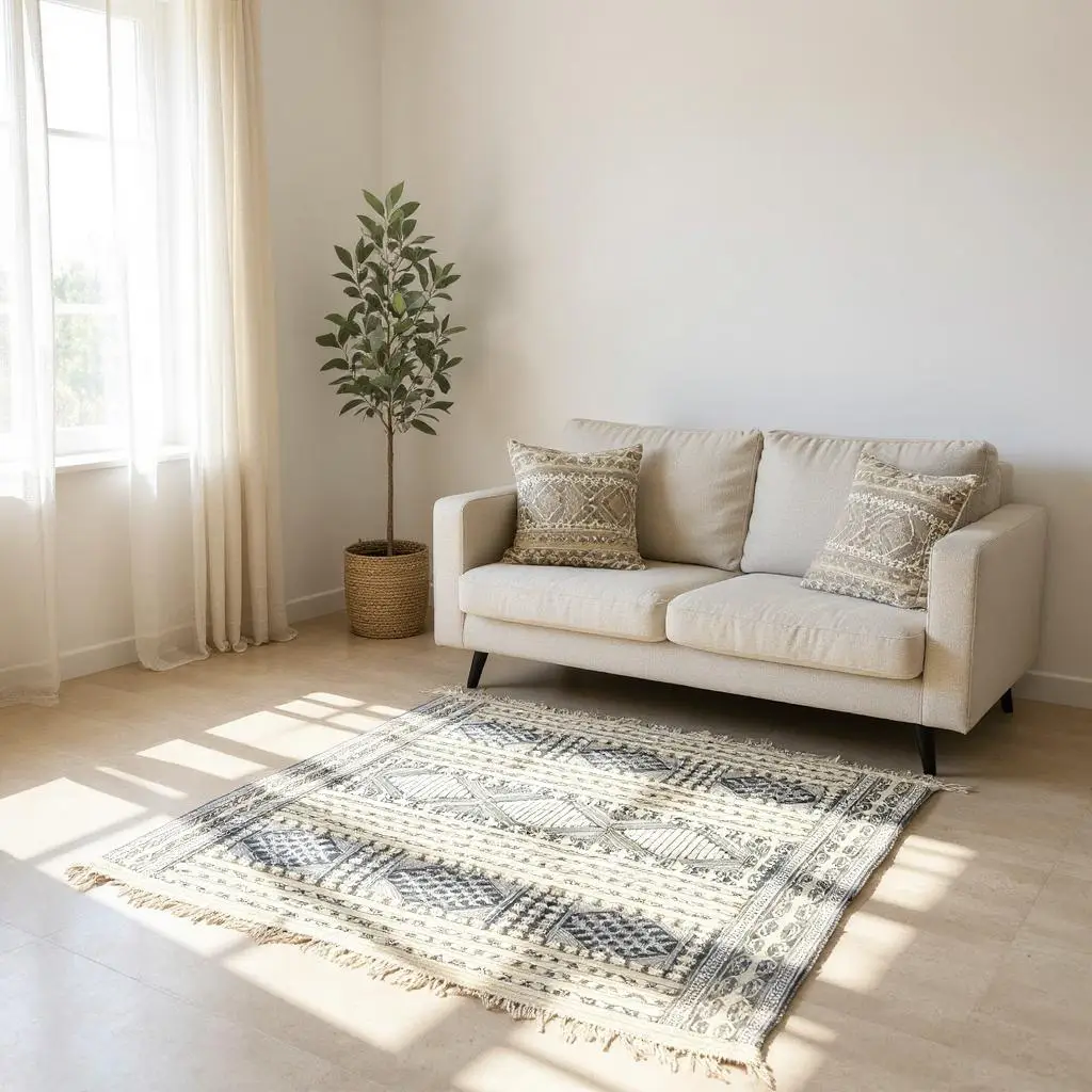 Authentic Berber Kilim – Handmade Moroccan Rug | 100% Natural Agave Silk & Dromedary Wool | 230 × 157 cm (7.5 × 5.2 ft)
