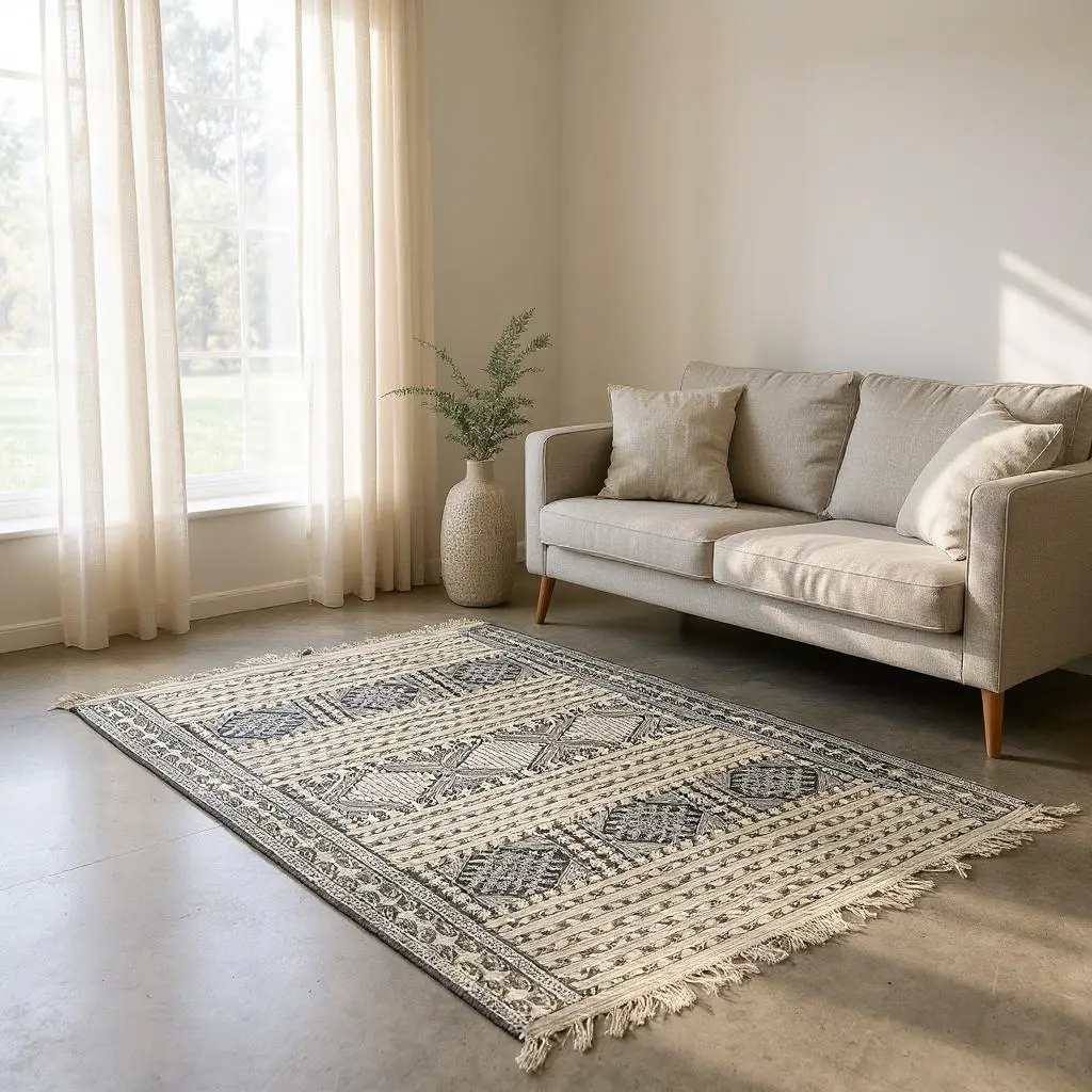 Authentic Berber Kilim – Handmade Moroccan Rug | 100% Natural Agave Silk & Dromedary Wool | 230 × 157 cm (7.5 × 5.2 ft)