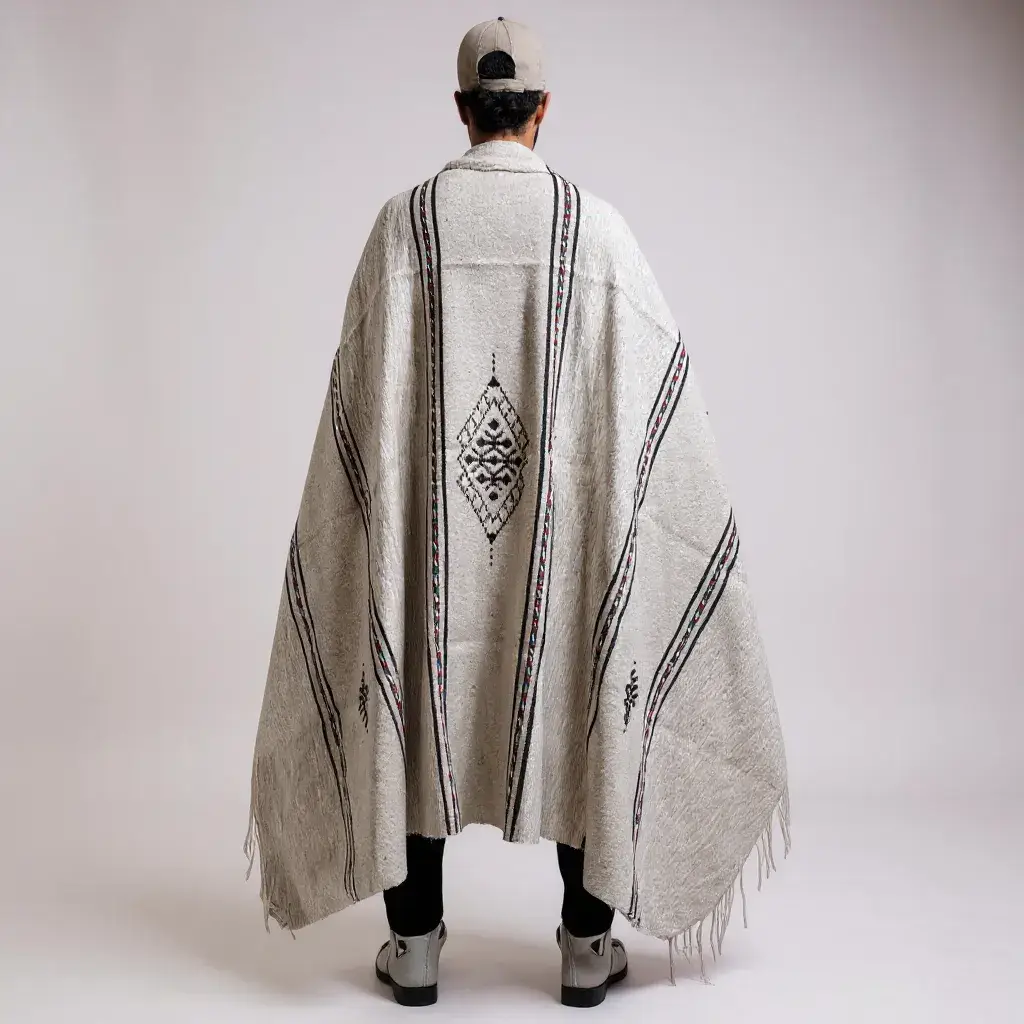 Handmade Moroccan Berber Wool Blanket – Jasmine, Saffron & Poppy Tones