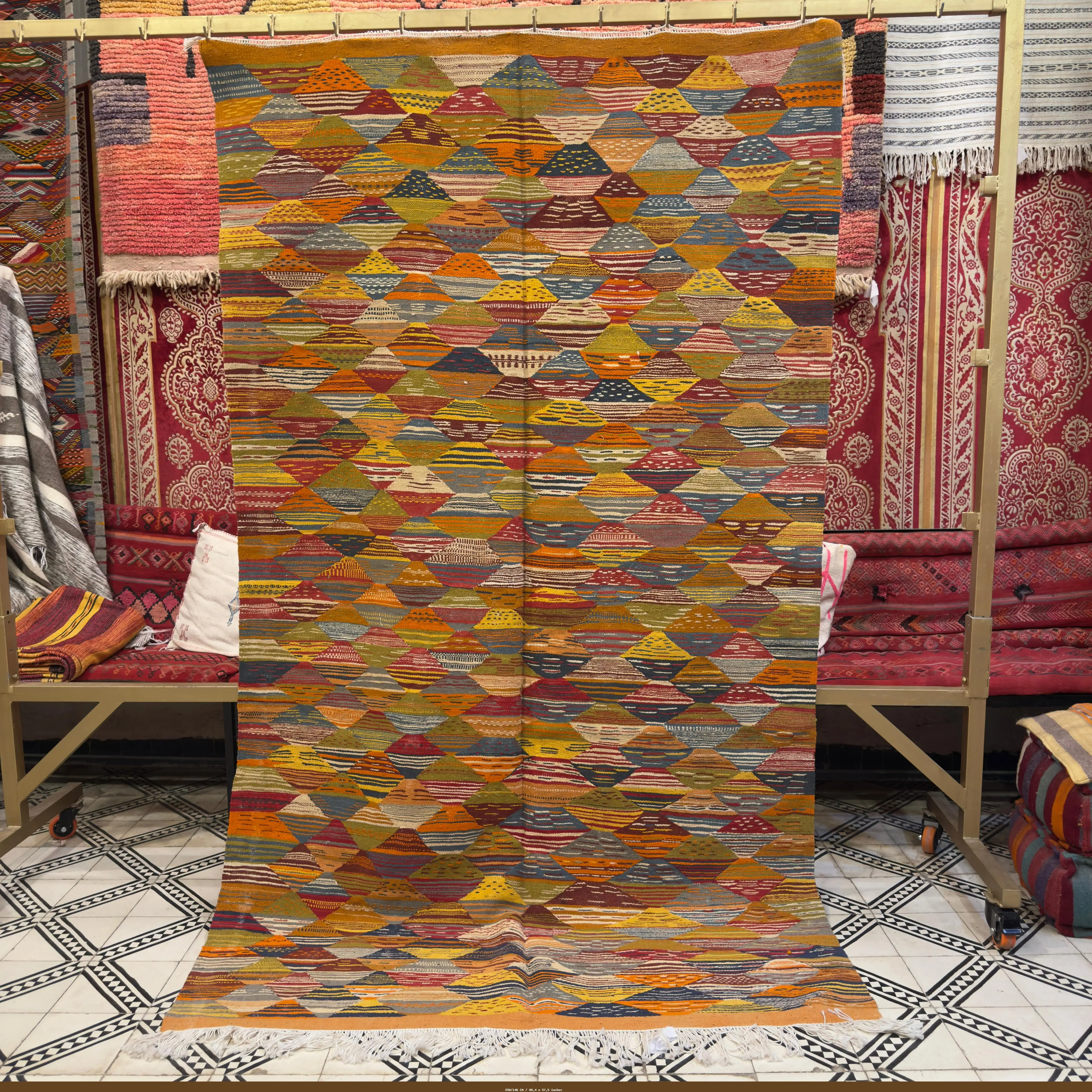 Picasso Radiance – Colourful Moroccan Berber Rug | Handwoven Embroidered Masterpiece - 250/146 CM / 98.4 x 57.5 inches