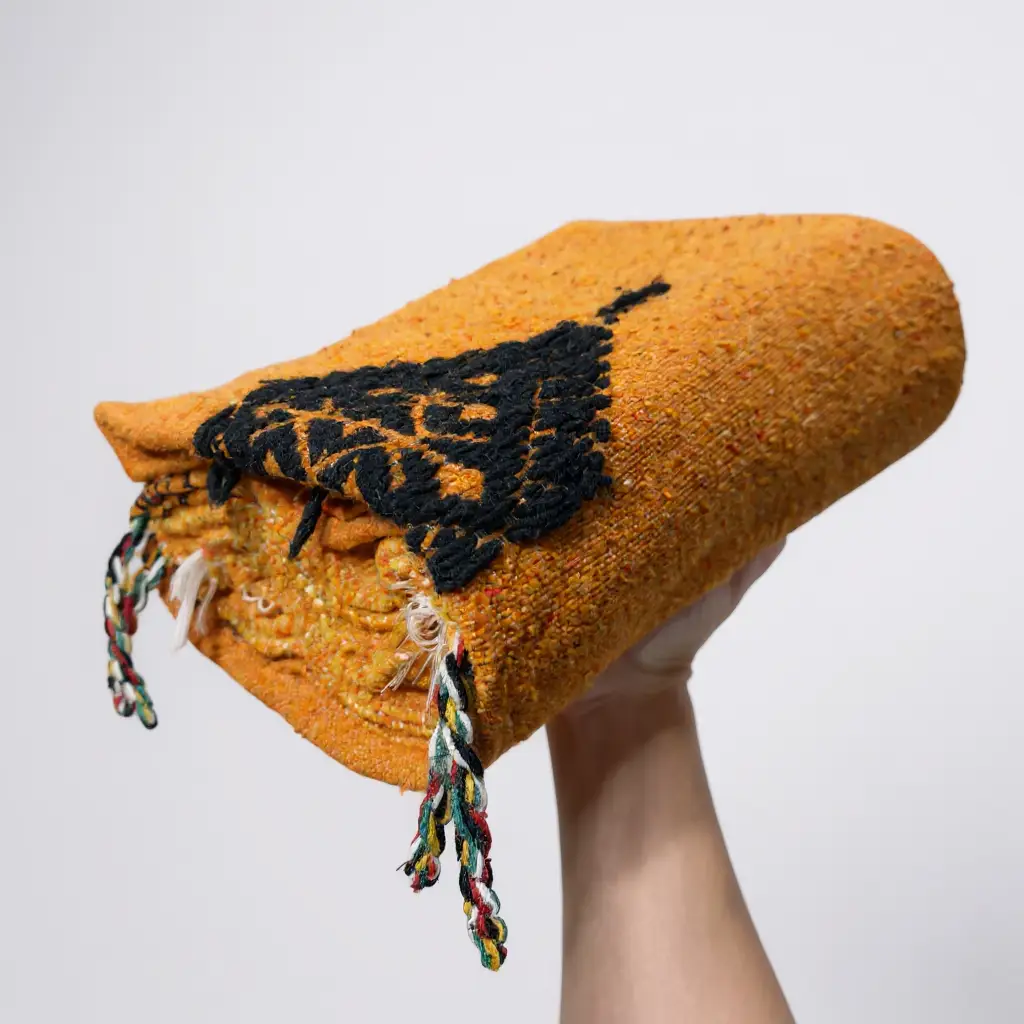 Tanger Ember – Handmade Berber Wool Blanket | Burnt Orange Throw for Bedroom - 80/100 cm = 31.5/39.4 inches