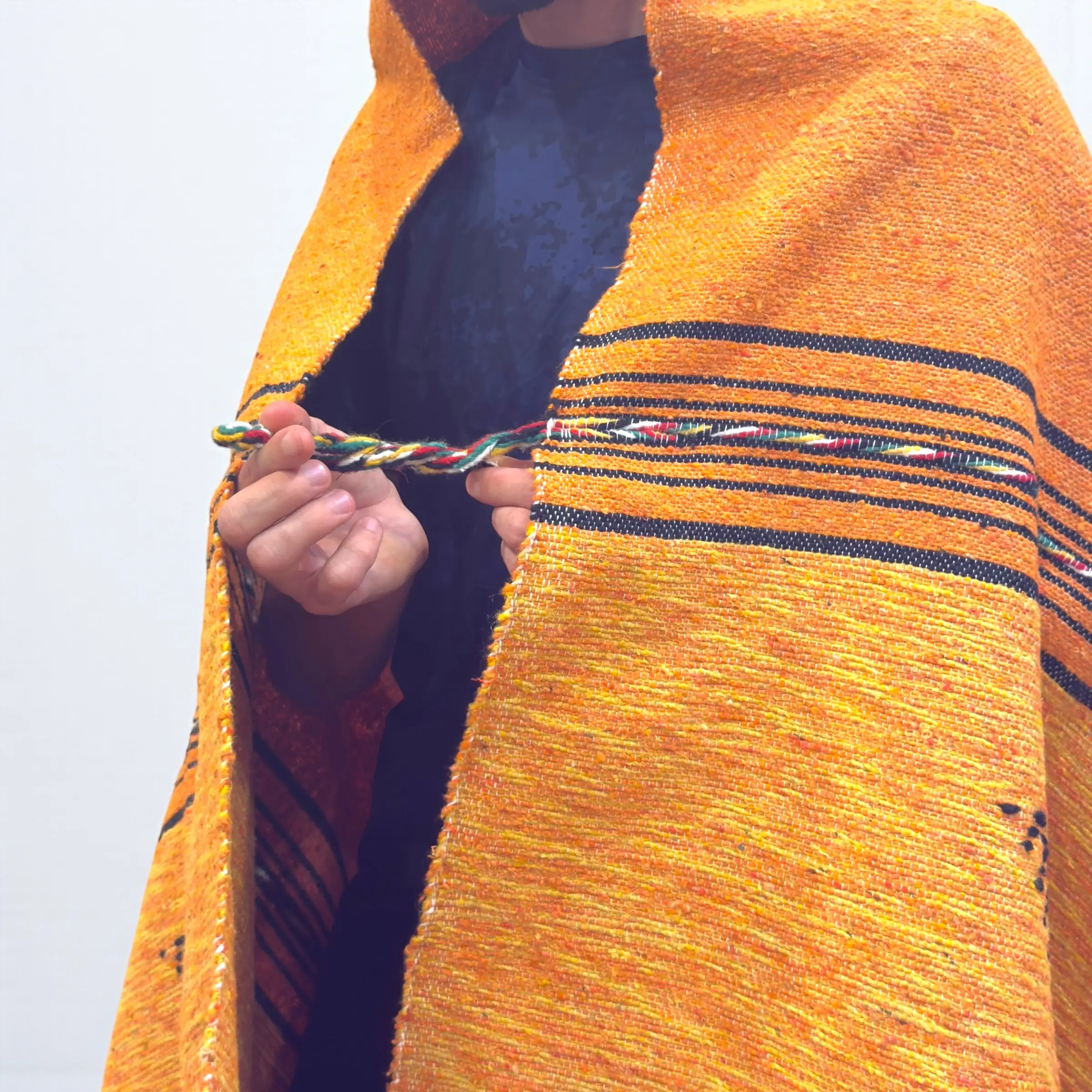 Tanger Ember – Handmade Berber Wool Blanket | Burnt Orange Throw for Bedroom - 80/100 cm = 31.5/39.4 inches