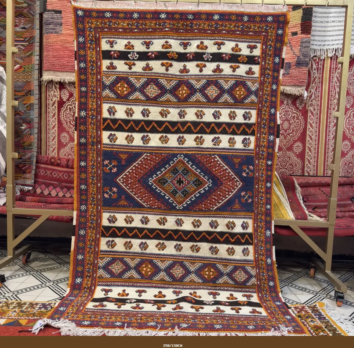 Taznakht Legacy – Large Handmade Berber Kilim Rug | Moroccan Carpet with 3 Weaving Techniques - 250/150CM