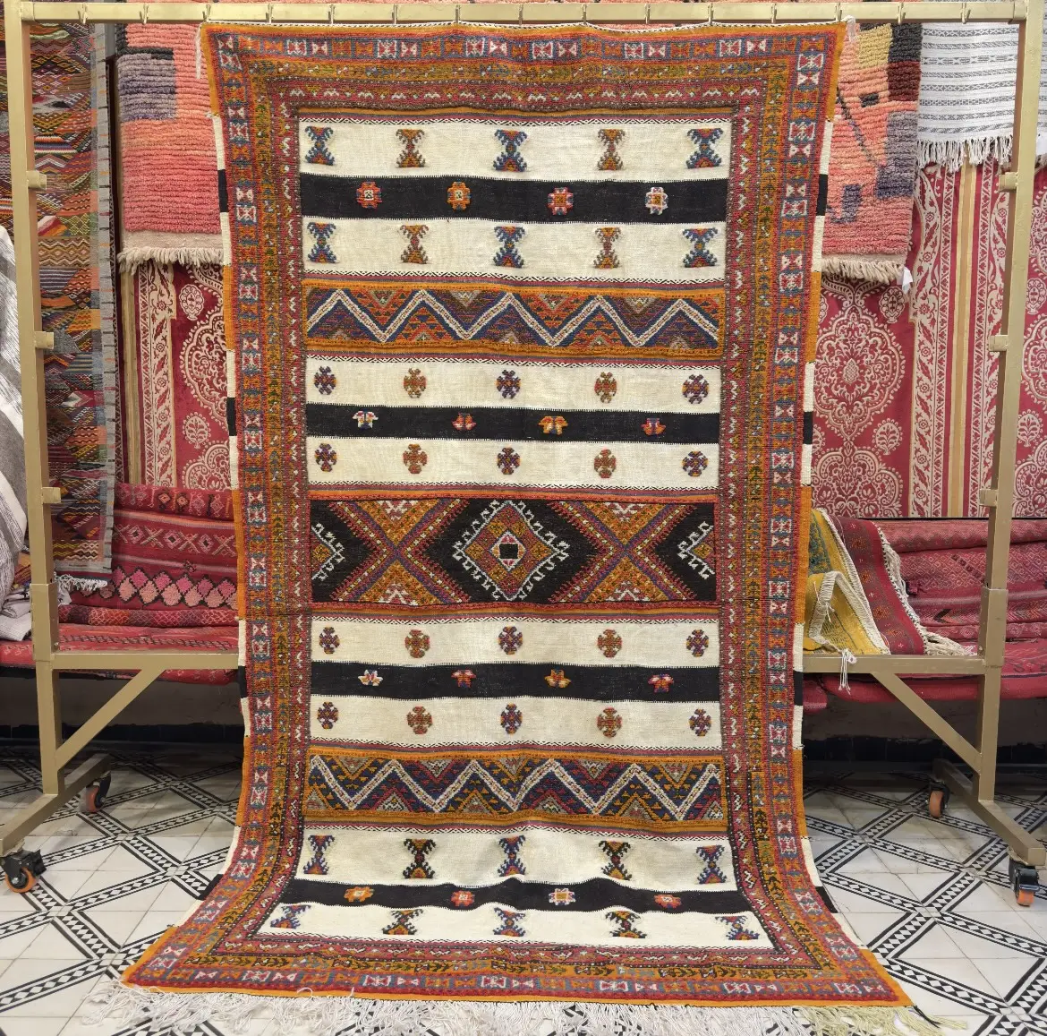 Handmade Moroccan Kilim Rug – Custom Beni Ourain Berber Carpet - 260*180cm | 8.5*6 ft