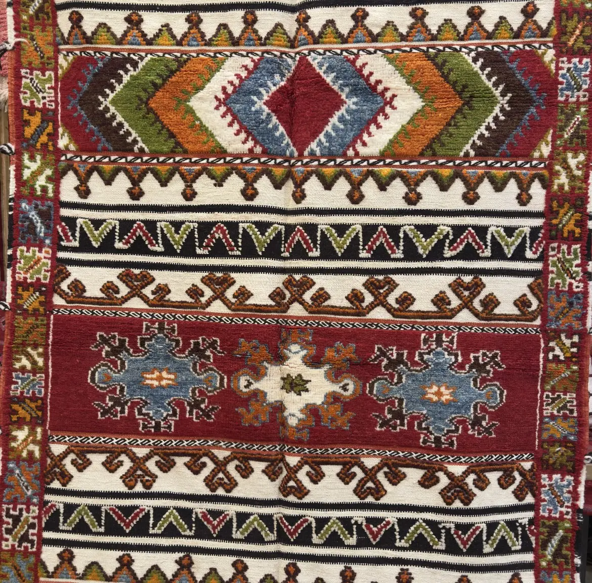 High Atlas Berber Kilim – Extra Large Handmade Carpet with Tribal Patterns - 250/145CM / 98.4 x 57.1 inches