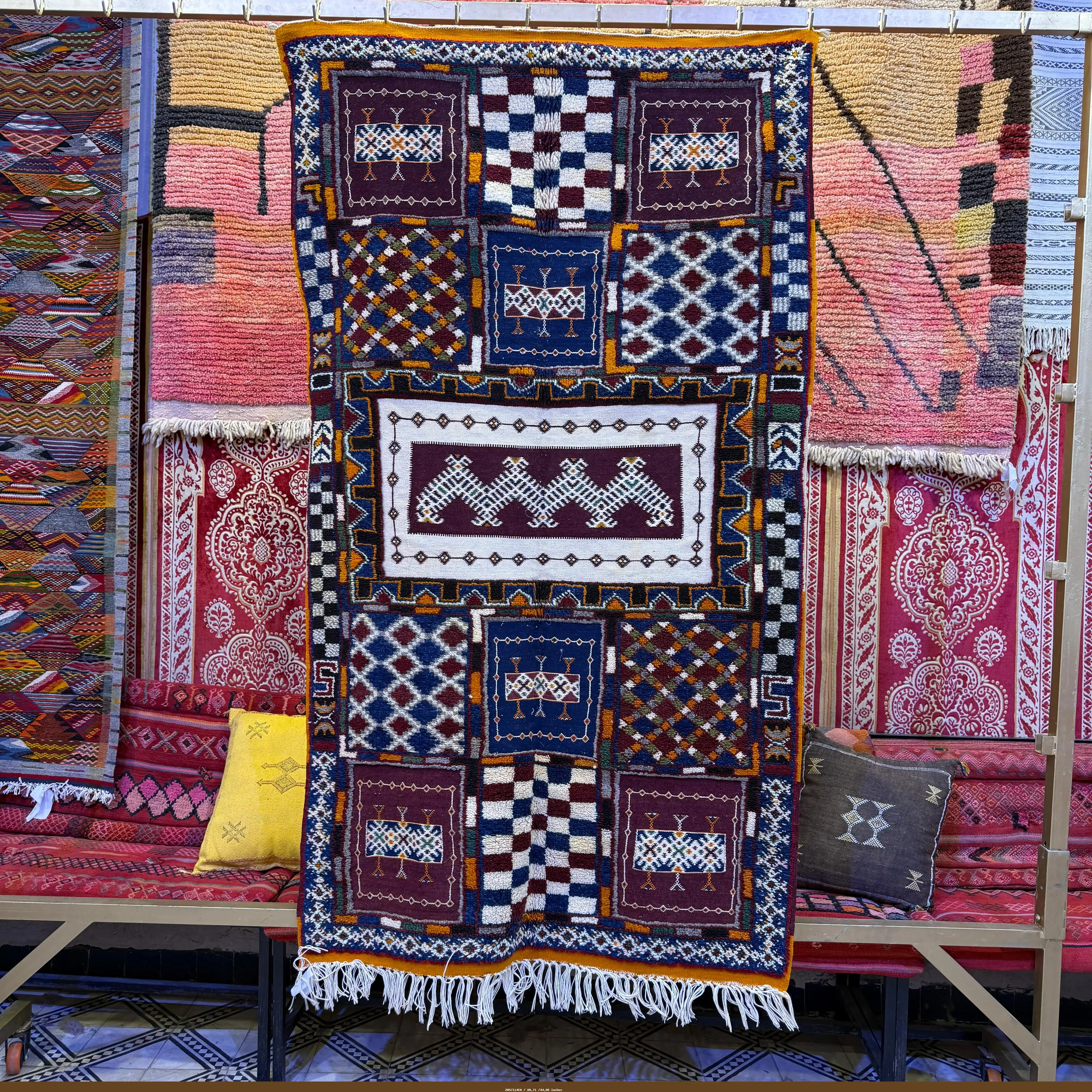 Handmade Moroccan Berber Rug – Tribal Design with 3 Techniques - 205/114CM / 80.71 /44.88 inches