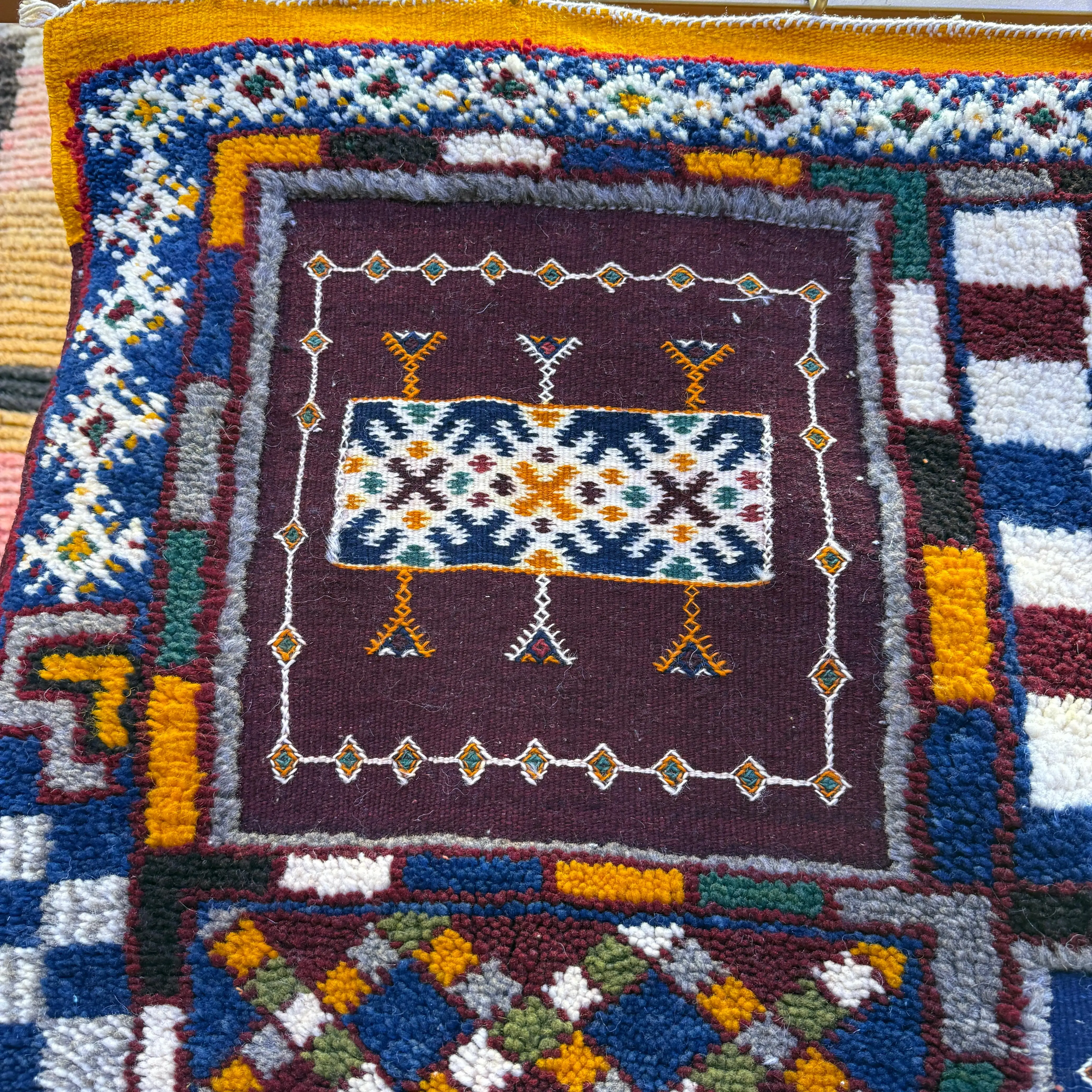 Handmade Moroccan Berber Rug – Tribal Design with 3 Techniques - 205/114CM / 80.71 /44.88 inches