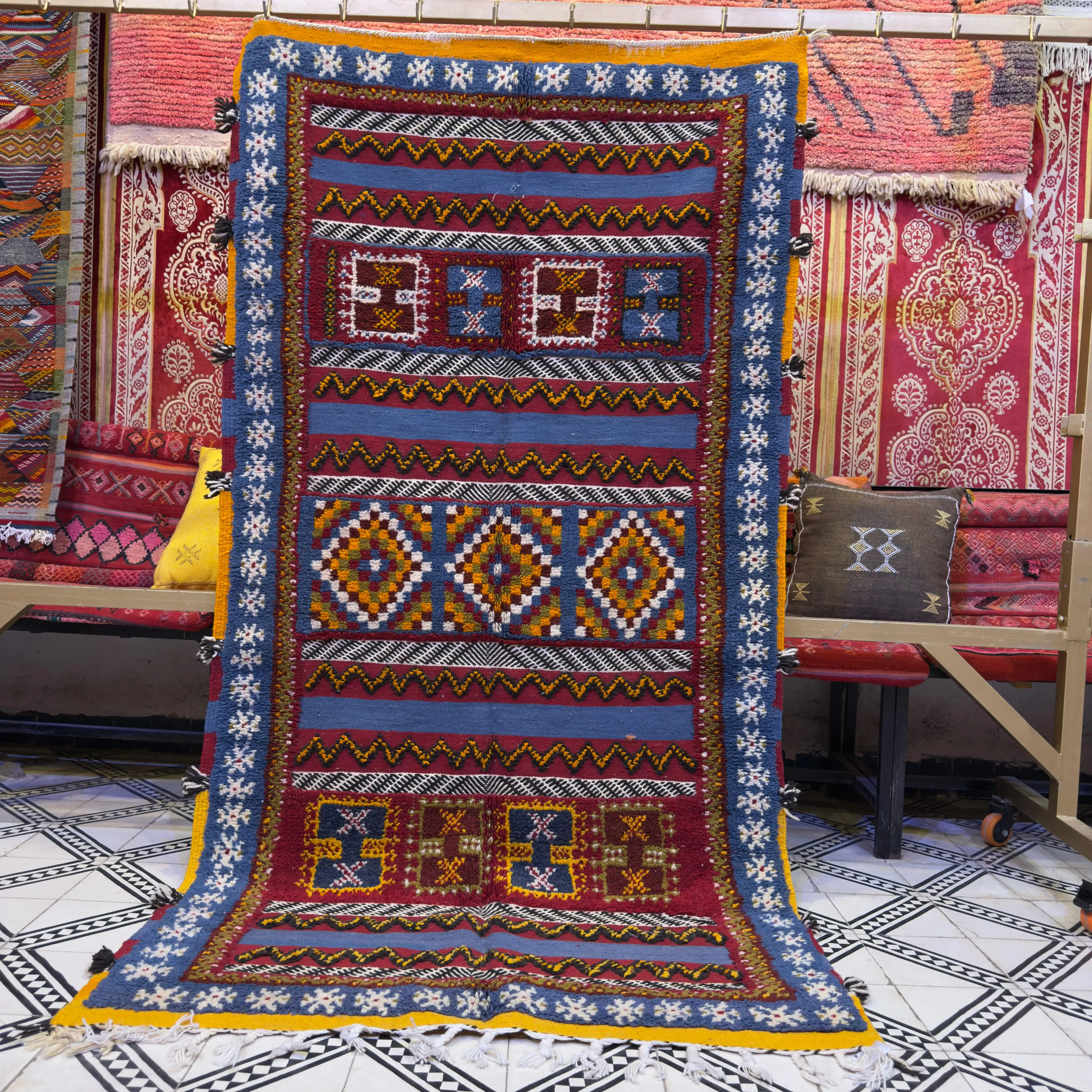 Artistic Handmade Moroccan Shag Rug – Bohemian Style for Living Room - 220/114CM / 86.61" × 44.88 INCHES