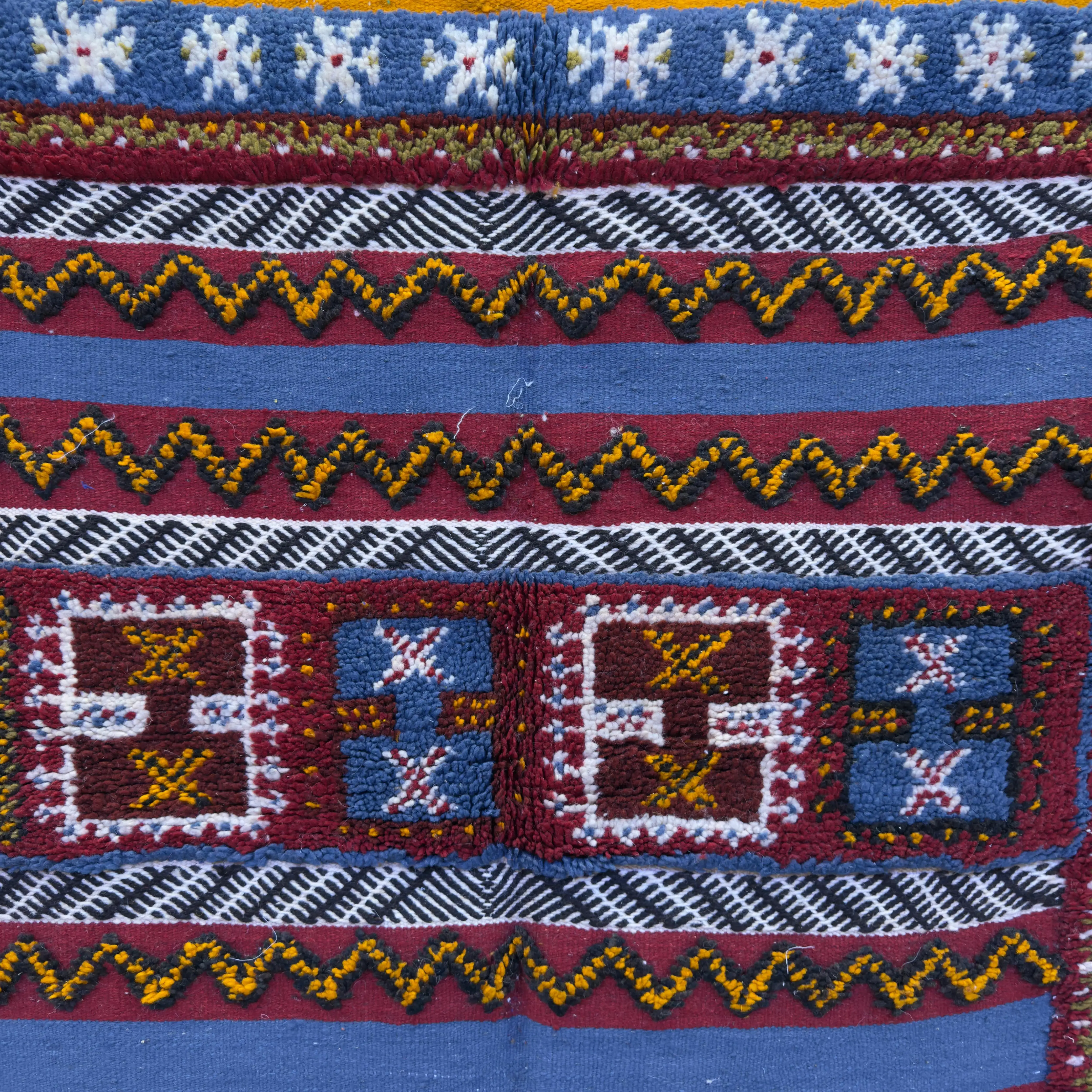 Artistic Handmade Moroccan Shag Rug – Bohemian Style for Living Room - 220/114CM / 86.61" × 44.88 INCHES