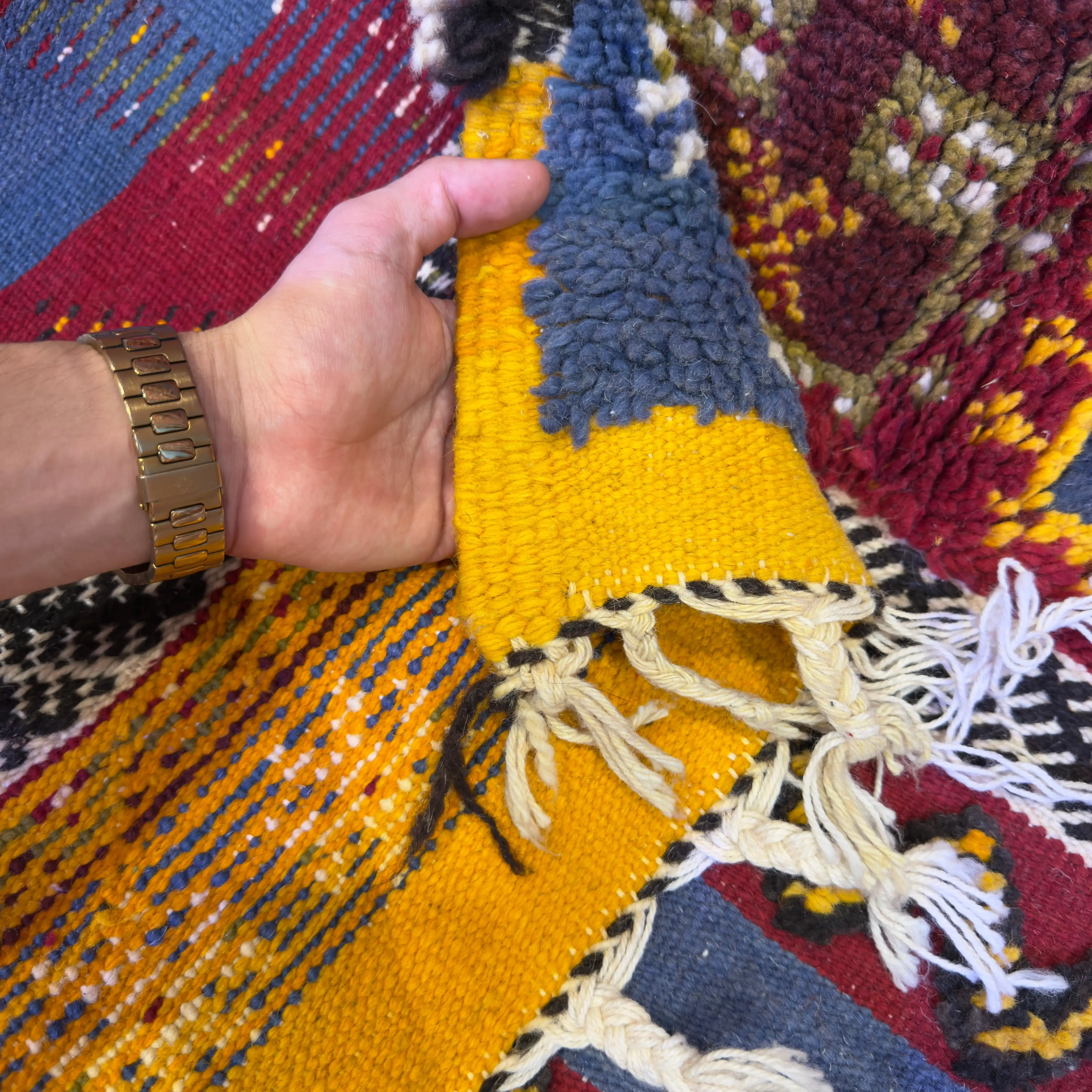 Artistic Handmade Moroccan Shag Rug – Bohemian Style for Living Room - 220/114CM / 86.61" × 44.88 INCHES