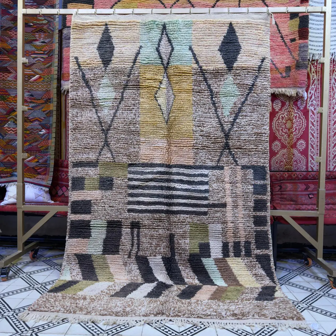 Authentic Beni Ourain Rug – Unique, Exclusive Plush Shag Area Carpet - 268/165CM /105.5 x 65 INCHES