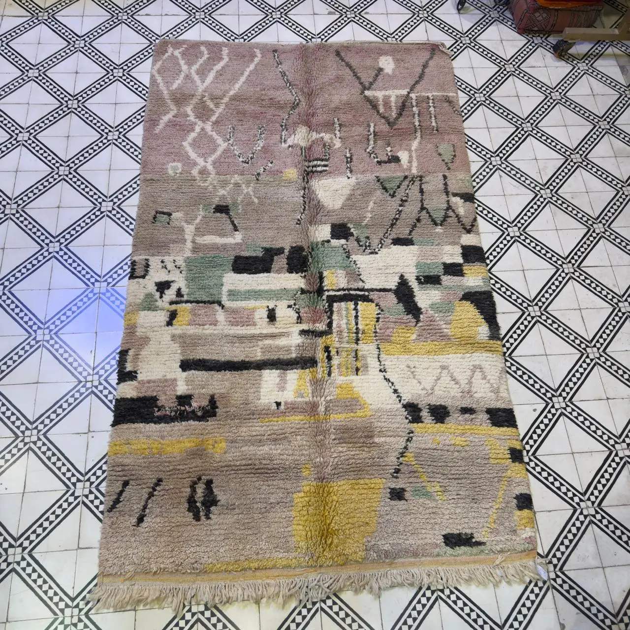 Handmade Berber Rug | Custom Moroccan Beni Ourain Carpet - 260/153CM /102.4 x 60.2 INCHES