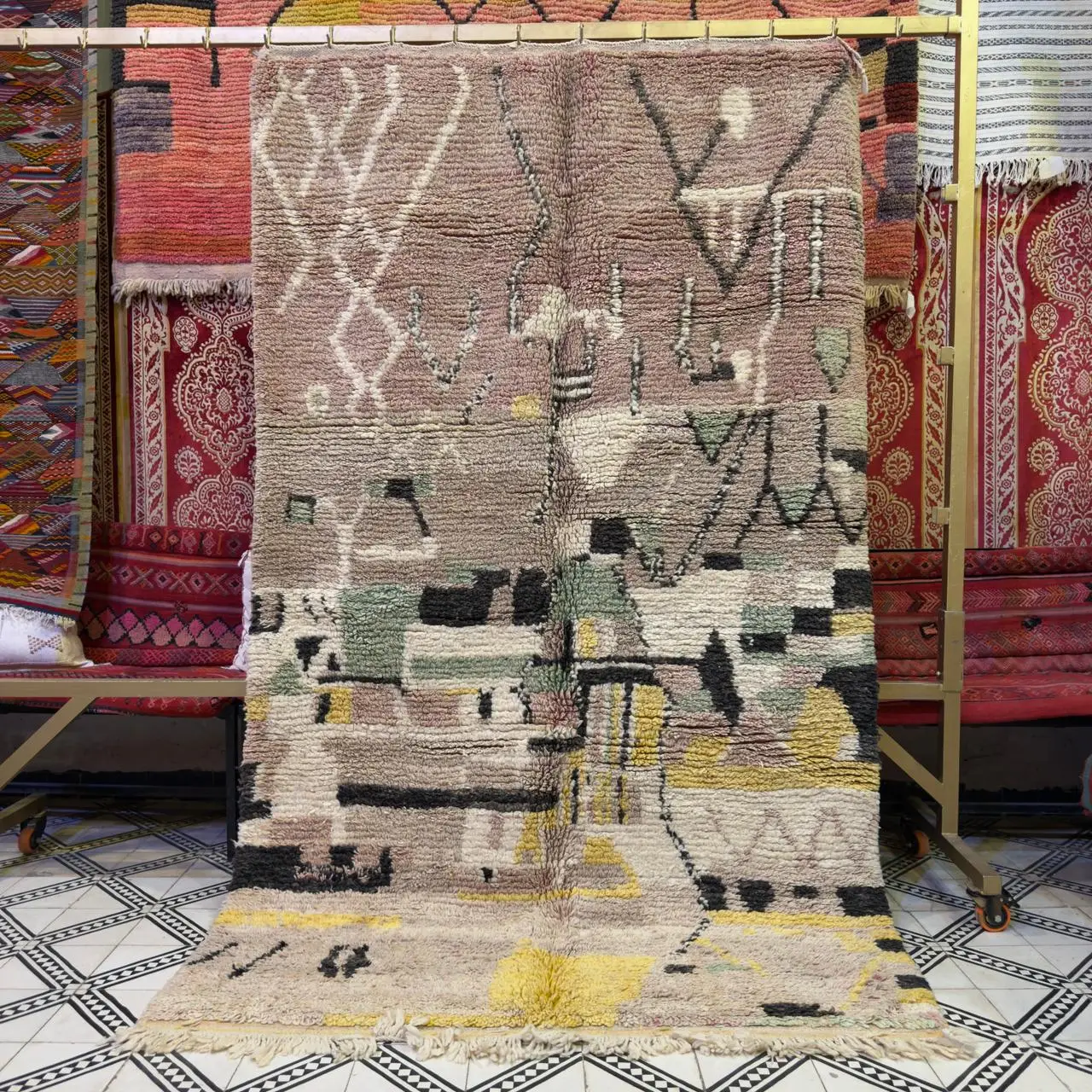 Handmade Berber Rug | Custom Moroccan Beni Ourain Carpet - 260/153CM /102.4 x 60.2 INCHES