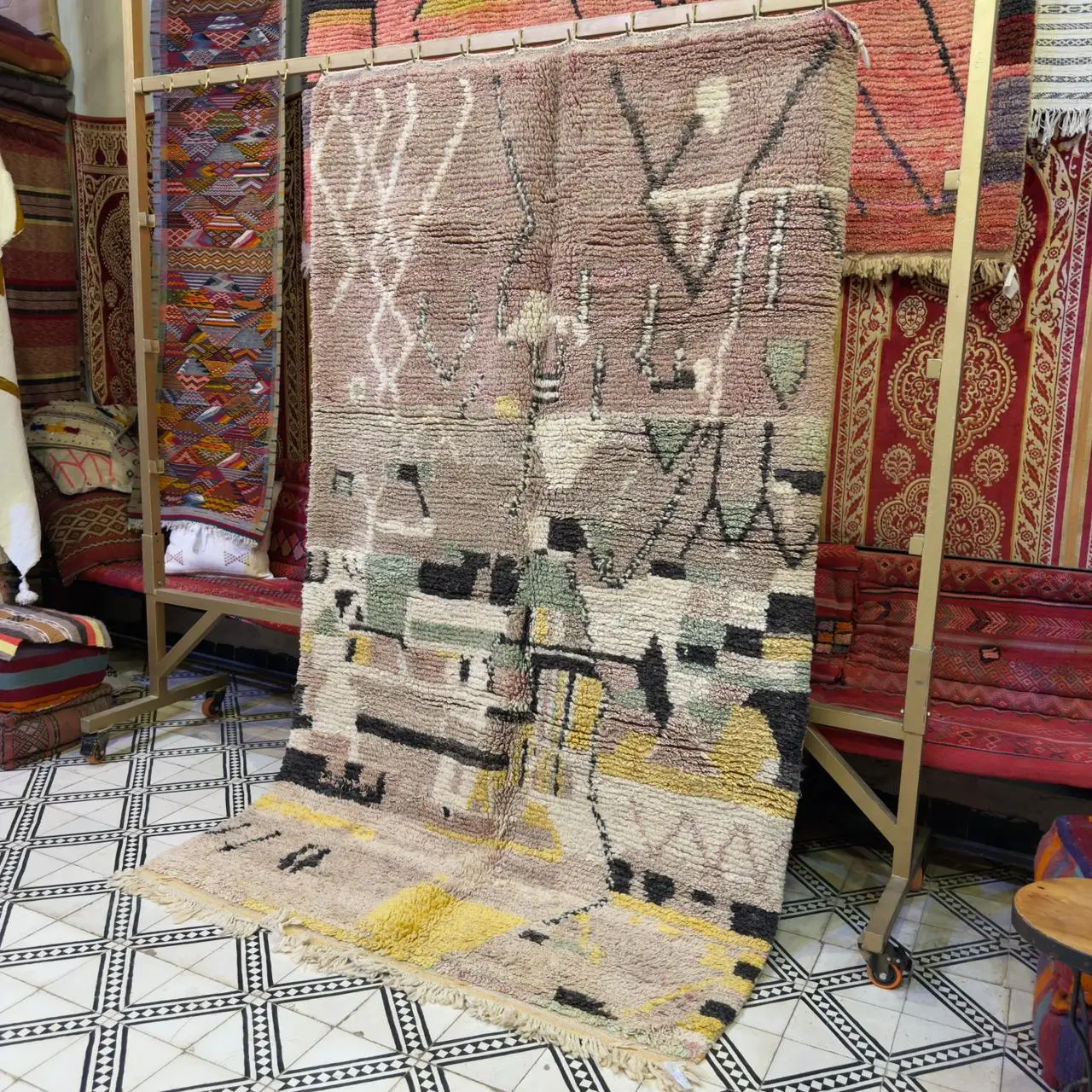 Handmade Berber Rug | Custom Moroccan Beni Ourain Carpet - 260/153CM /102.4 x 60.2 INCHES