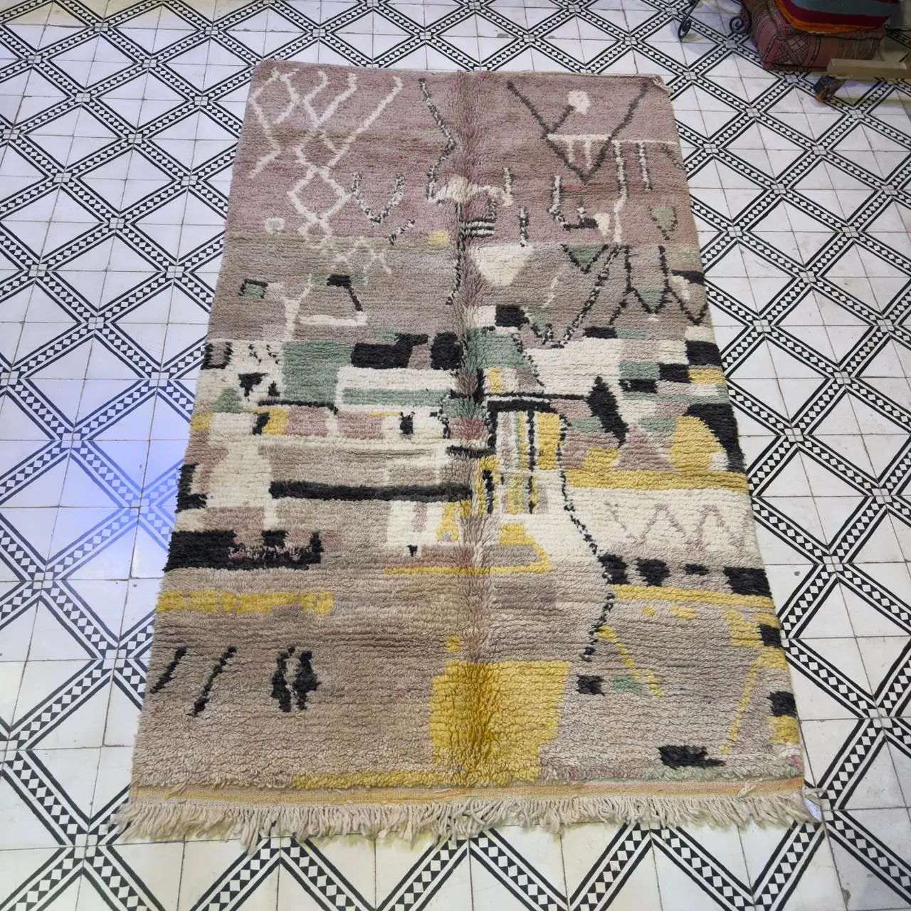 Handmade Berber Rug | Custom Moroccan Beni Ourain Carpet - 260/153CM /102.4 x 60.2 INCHES