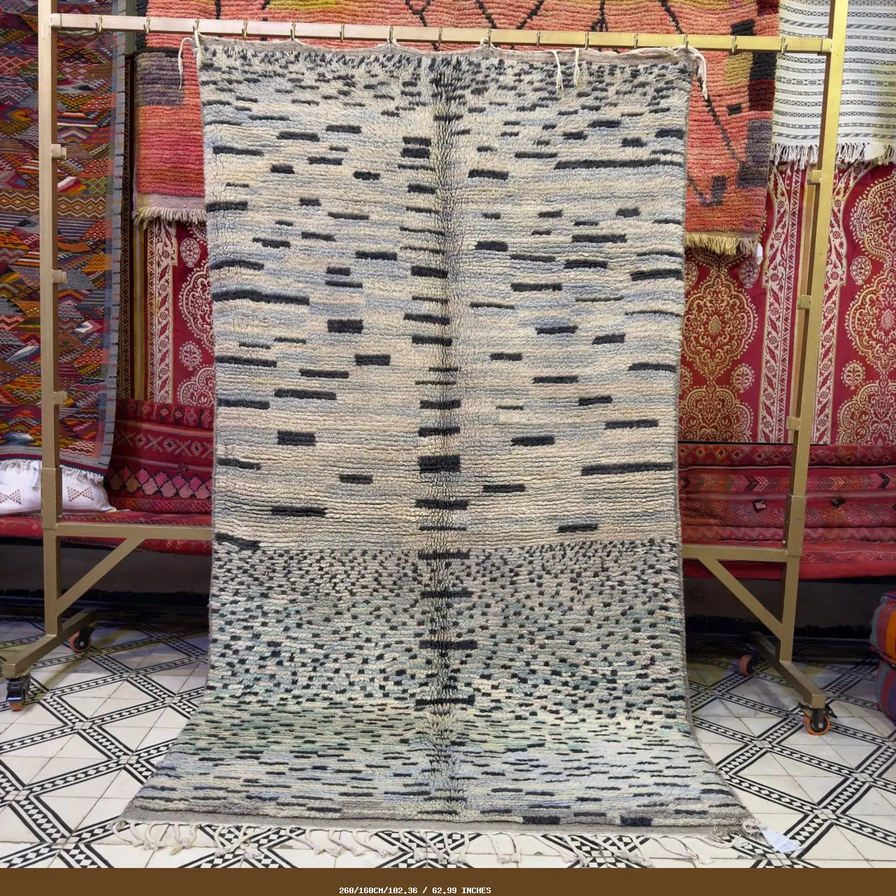 Hand-Knotted Moroccan Rug – Authentic Beni Ourain Berber Carpet from Morocco - 260/160CM/102.36 / 62.99 INCHES