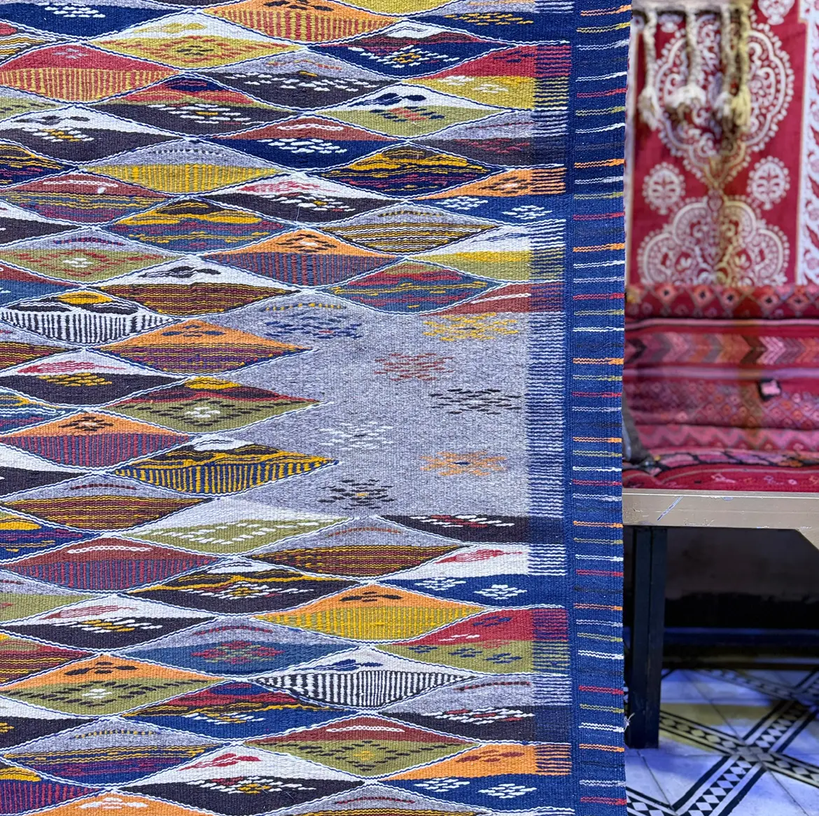 Colorful Picasso Rug | Authentic Berber Moroccan Kilim Handmade - 250 CM /156 CM / 8,2 × 5,1 ft