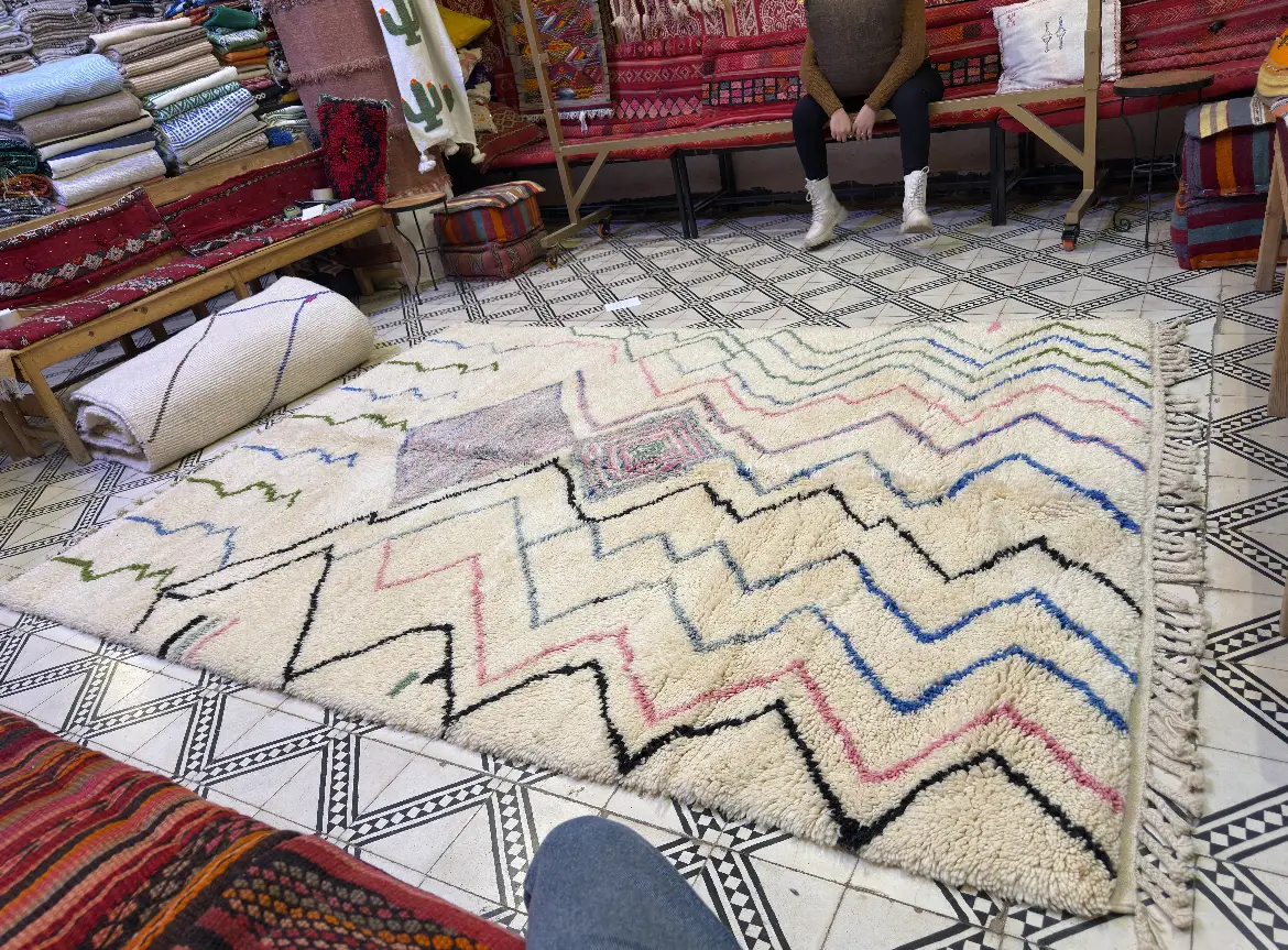 Luxury Beni Ourain Rug – Handmade Moroccan Rug, Custom Hand-Knotted Design - 220×140 cm/ 7,3 × 4,7 feet