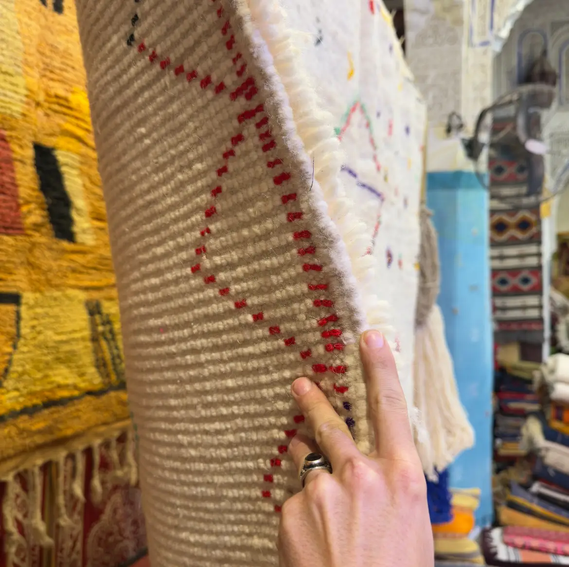 Handmade Azilal Wool Rug – Moroccan Minimalist Style with Colorful Beni Ourain Touch - 250/166CM