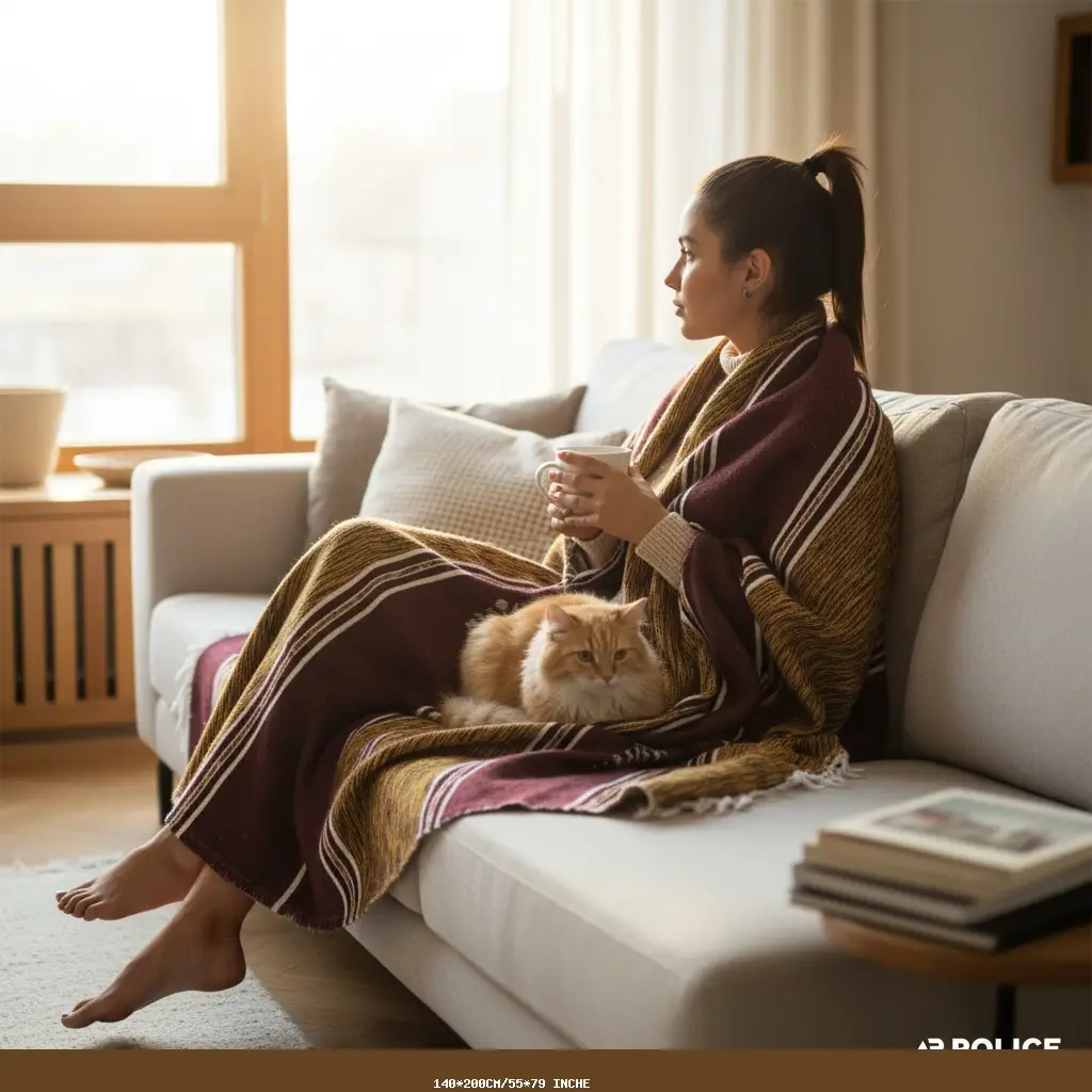 Couverture en coton et mouton fait main - 140*200CM/55*79 INCHE