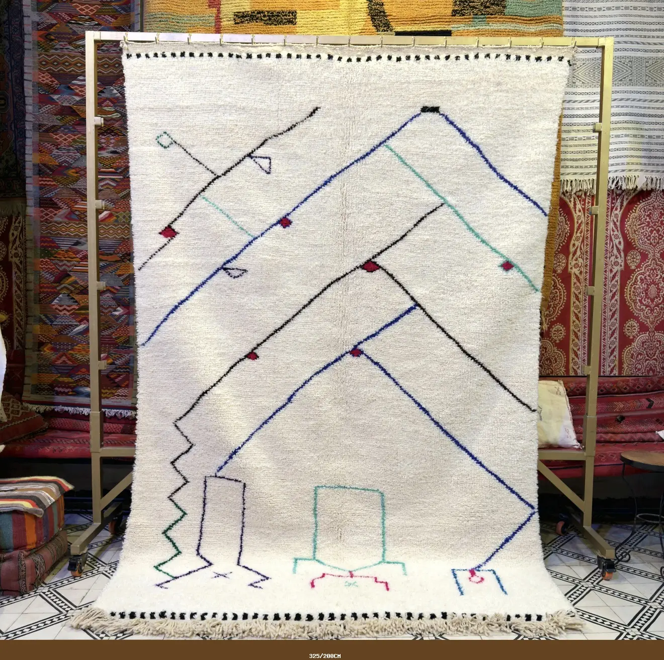 Handmade Beni Ourain Rug: Authentic Berber Wool Carpet - 325/200CM