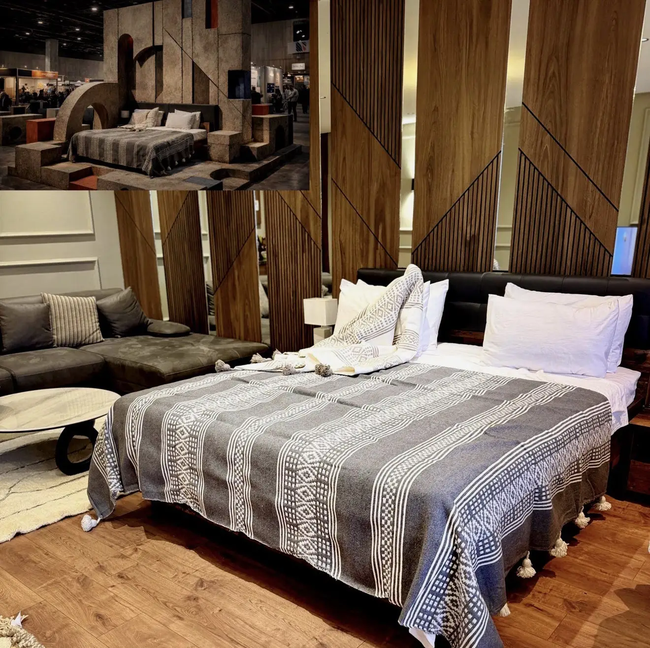 Authentic Moroccan Pom Pom Blanket – Grey & White Berber Loom Bedspread - Artisanal Pillows & Handwoven Wool Blankets