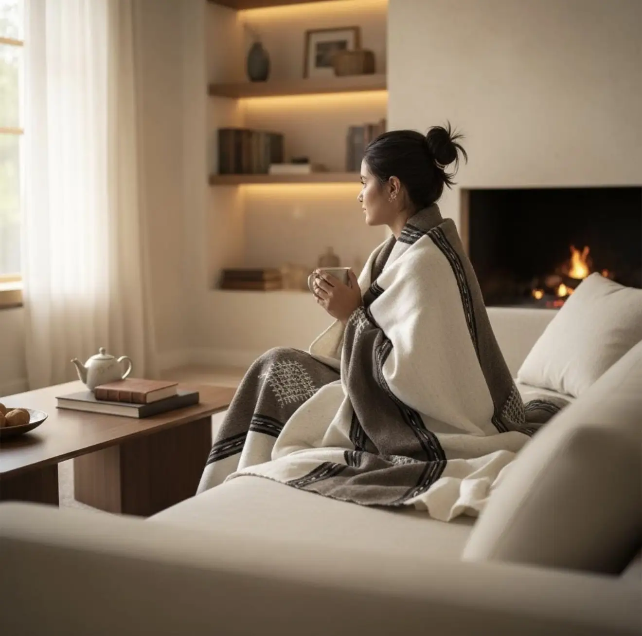 Handmade Berber Wool Blanket – Moroccan Throw in Undyed Sheep & Camel Hair | Authentic Craft - Artisanal Pillows & Handwoven Wool Blankets